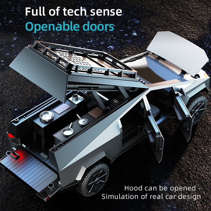 JJRC C8817 RC Car Alloy Cybertruck Car model Simulation Off-road Vehicle  Camping Equipment Pickup Truck Kids Toys Boy Gifts 6