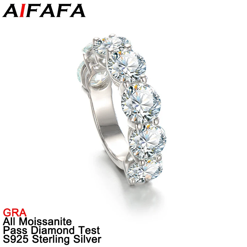 

AIFAFA 3.5/7 Carat All Moissanite Rings for Women S925 Pure Silver 7pcs Moissanita Stone Gem Ring Jewelry Pass Diamond Test GRA