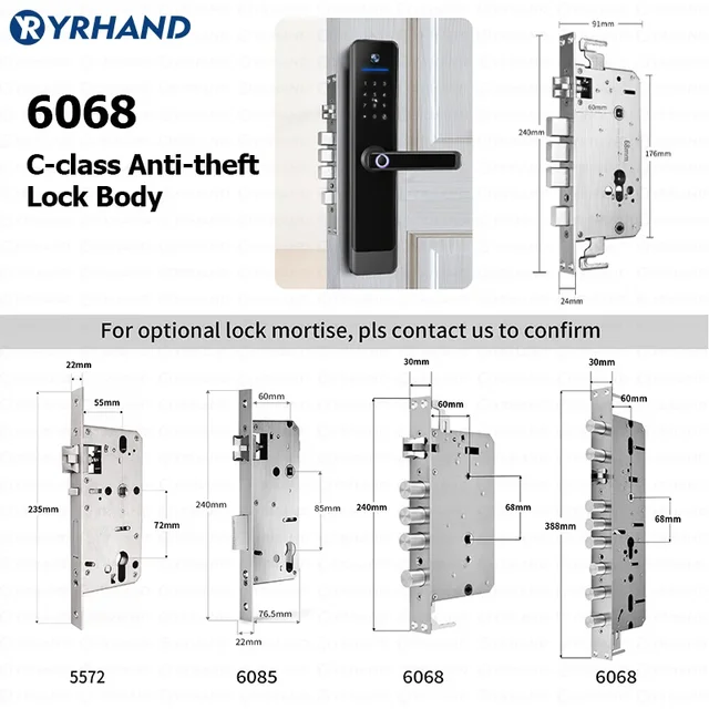 YRHAND Tuya Wifi Video Intercom Lock Remote Unlocking Digital Electronic Biometrics Waterproof Smart Door lock For Home 6