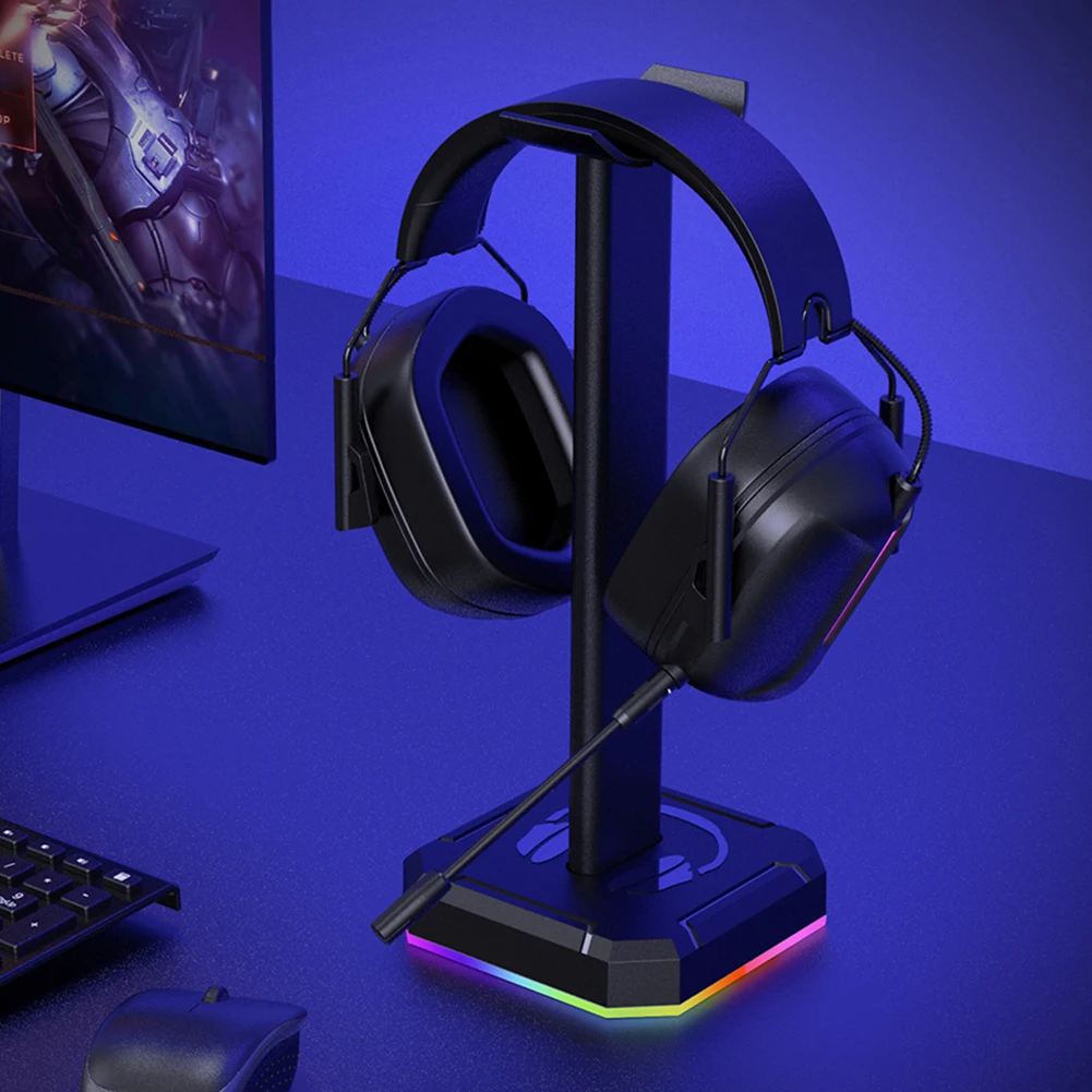 Aluminum Alloy Gaming Headphone Universal Stand RGB Backlight Strip Light Gaming Headset Holder Earphone Accessories