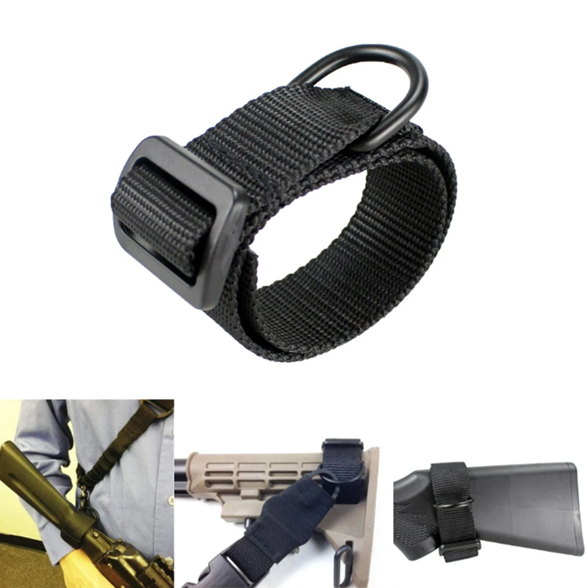 Sangle tactique pêche nylon portable multifonction fixation simple/double point