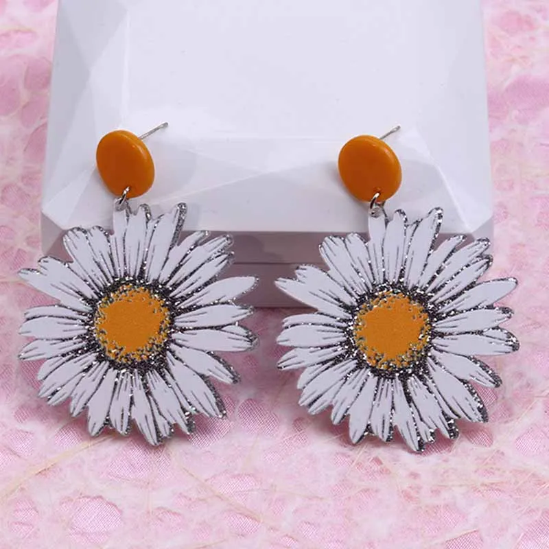 

New Animal Plant Stud Earring Earring Bohemian Popular Fashion Cute Daisy Big Flower Rainbow Frog Butterfly Leaf Acrylic Earring