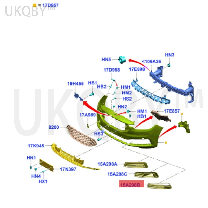 Tur us 고사양 매트 안개등 프레임, 왼쪽 KK1B15A299DB, 오른쪽 KKK1B15A298DBUAAA