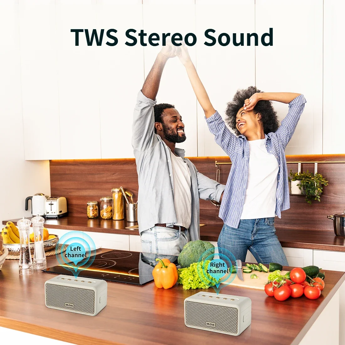 Mlove A100 Portable Bluetooth Speaker Wireless Bluetooth 5.3 Stereo Sound 24-Hour Playtime Rich Bass IPX5 Waterproof