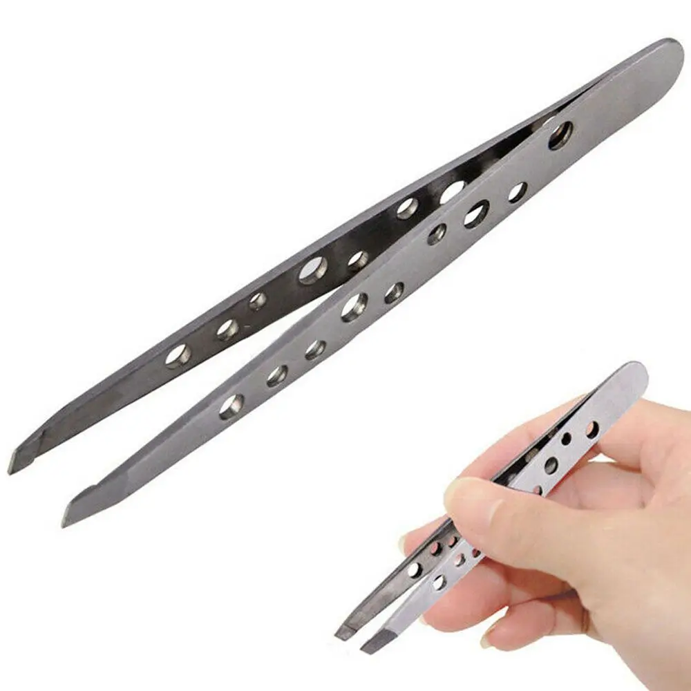 

Professional Beard tweezers Stainless Steel Fashion Eyebrow clip Threading Tweezers Bevel brow clip Tweezers