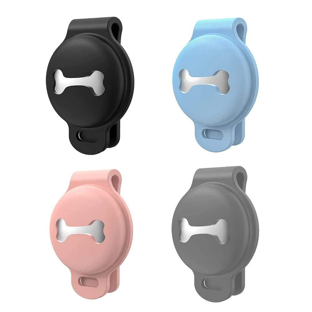 Silicone Pet Dog Collar Tracker Cover Dog Bone Anti Lost Location