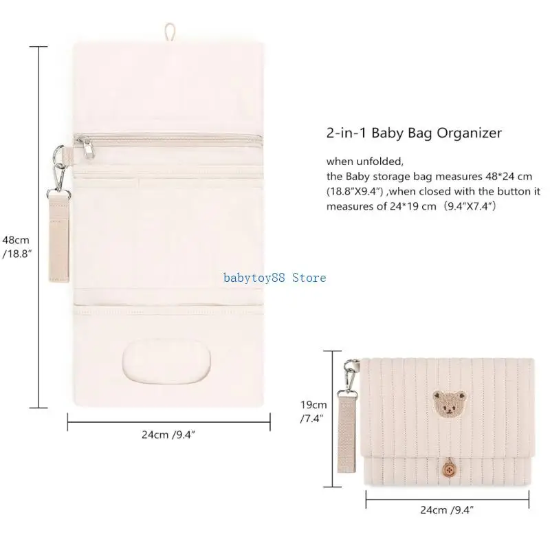 Y4UD 성별 중립 누비 기저귀 정리함 휴대용 접이식 유모차 액세서리