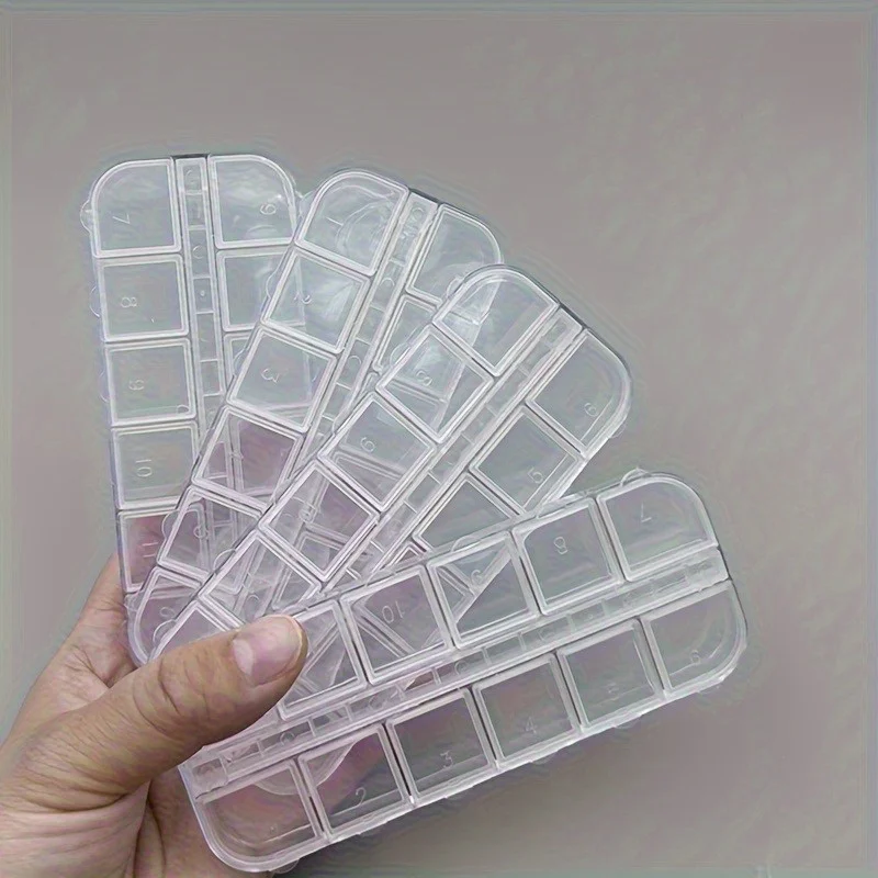 4pcs Geometric Nail Ornament Storage Box, Assembled and Disassembled Plastic Box, Nail Ornament and Dried Flower Dividing Box