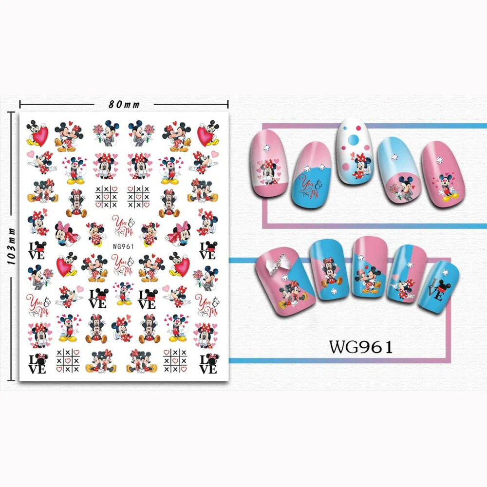 10pcs Valentine's Day Disney Nail Art Stickers Mickey Text Nail Art