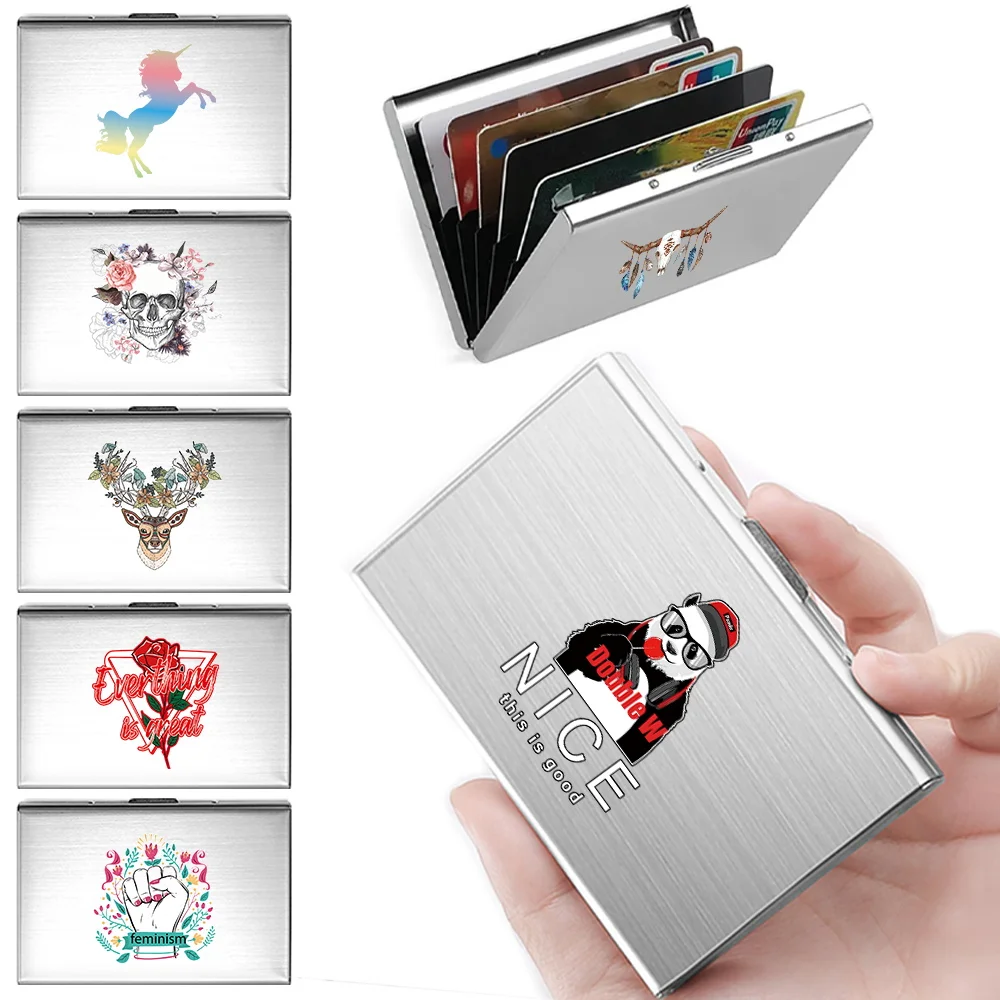 

Men's Metal Card Holder Women's Credit Card Holder Wallet Mini Convenient Ultra-thin Metal Card Case Credit Card Storage Box
