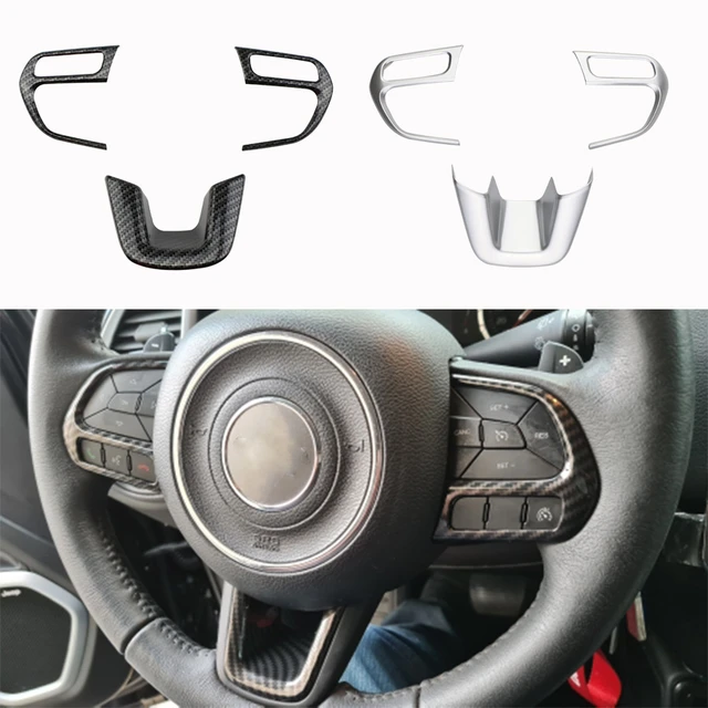 Acheter Autocollants de décoration de volant de voiture ABS, pour Jeep  Renegade 2015 + pour Jeep Compass 2017 + intérieur de voiture