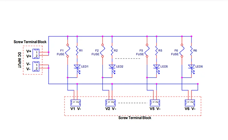 DC Power Fuse Distribution Strip Modul Klemmenblock 6 Positionen erweiterbar – Detail 1
