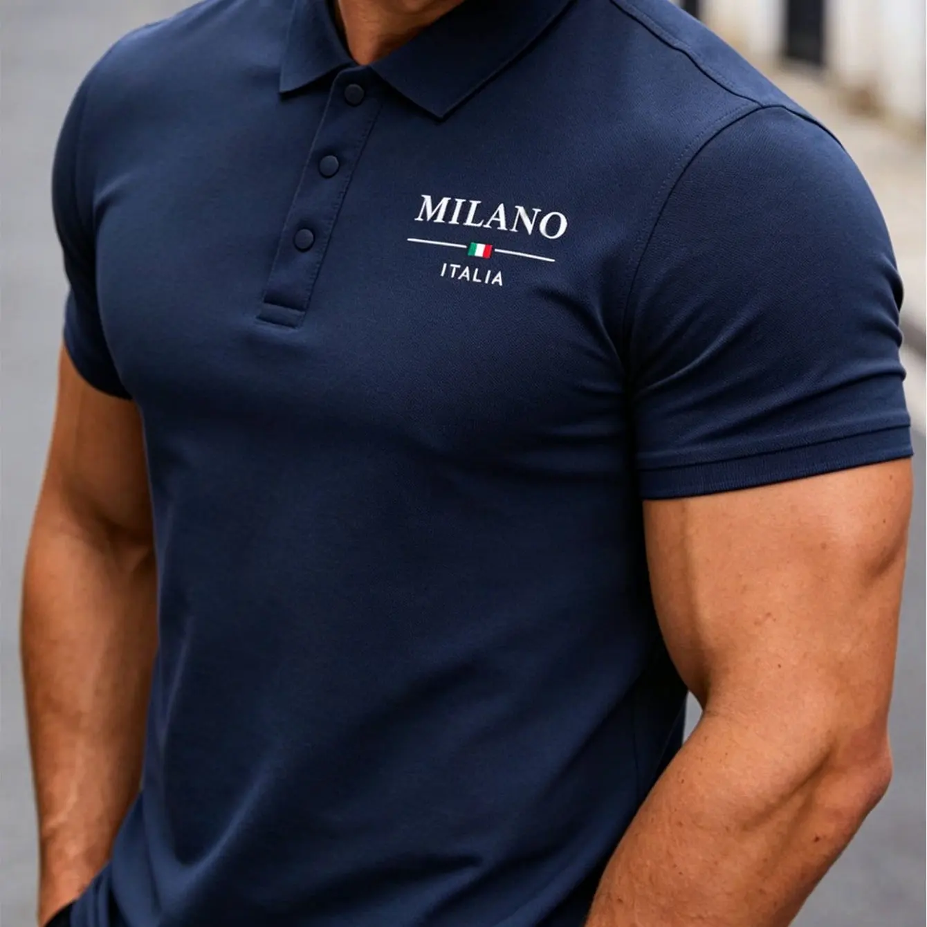 Polo da uomo estive con stampe MILANO alla moda, eleganti e adatte per uscite, eventi aziendali e regali per uomo - immagine 6