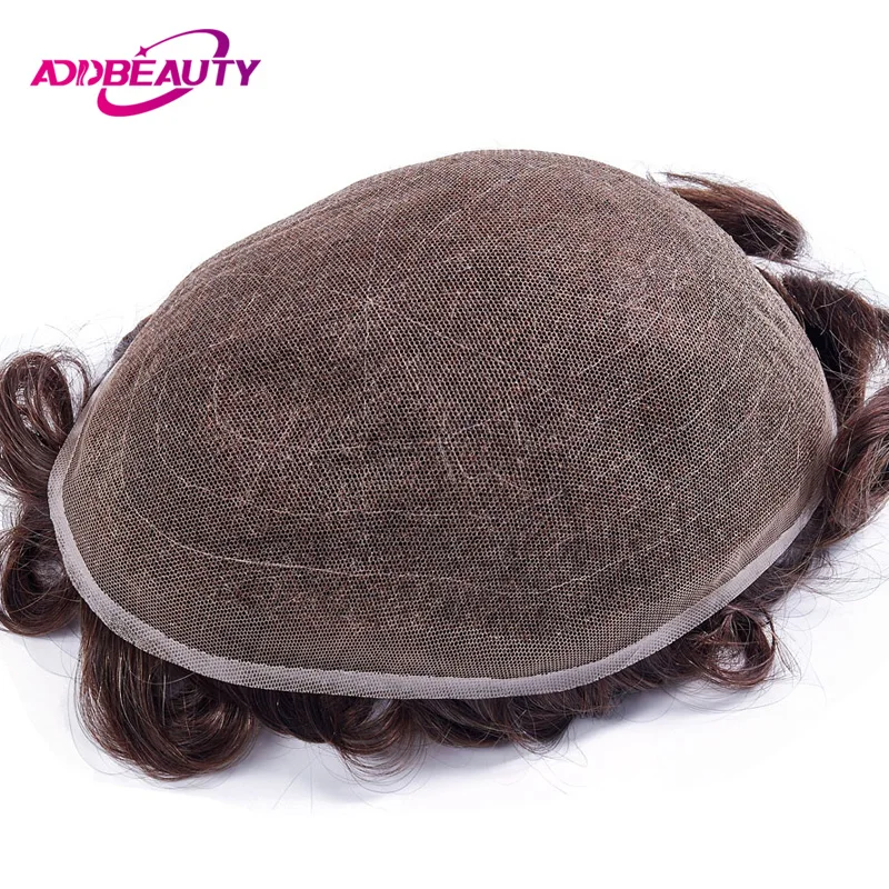 Human Hair Toupee Full Lace Men&rsquo;s Capillary Prosthesis Real Human Hair Wigs Breathable Man Toupee Hair System Unit Bleached Knots Natural Hairline