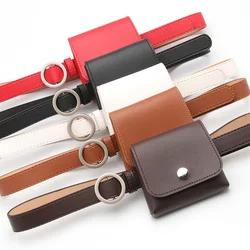Fashion Style Personality Eyeless Round Buckle Thin Waist Bag Female Leisure Key Wallet Trouser Belt Retro