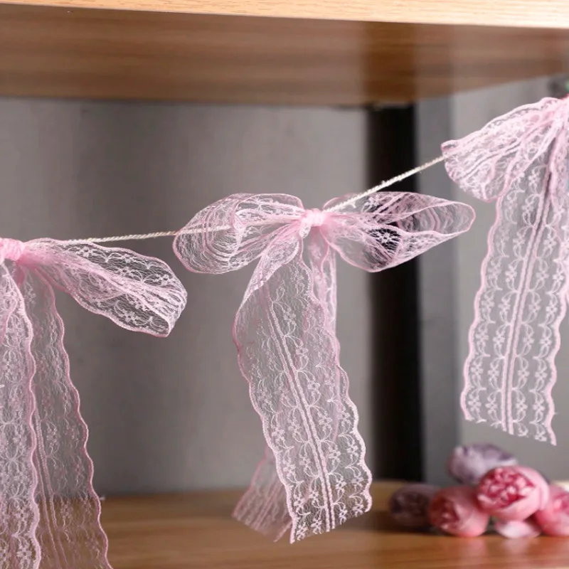 Bowknot Banner Hanging Pendant Garlands For Girls Princess Birthday Party Decor Baby Shower Wedding Party Photo Background Decor