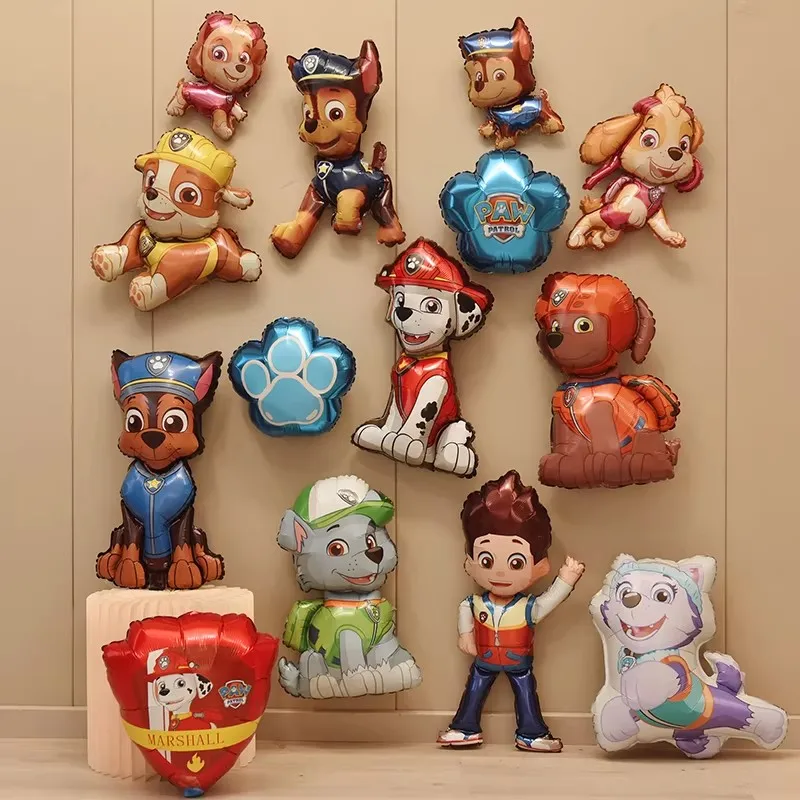 Cartoon PAW Patrol Ballon-Set für Jungen-Geburtstag, Aluminiumfolienballons mit Chase und Skye, Kinder-Partydekoration
