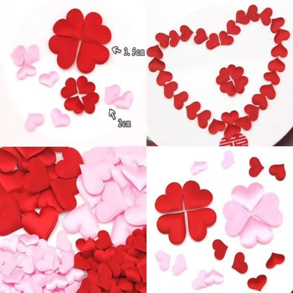 100pcs Romantic Table Decoration 3D Flower DIY Padded Fabric Love Heart Wedding Party Throwing Rose Petals