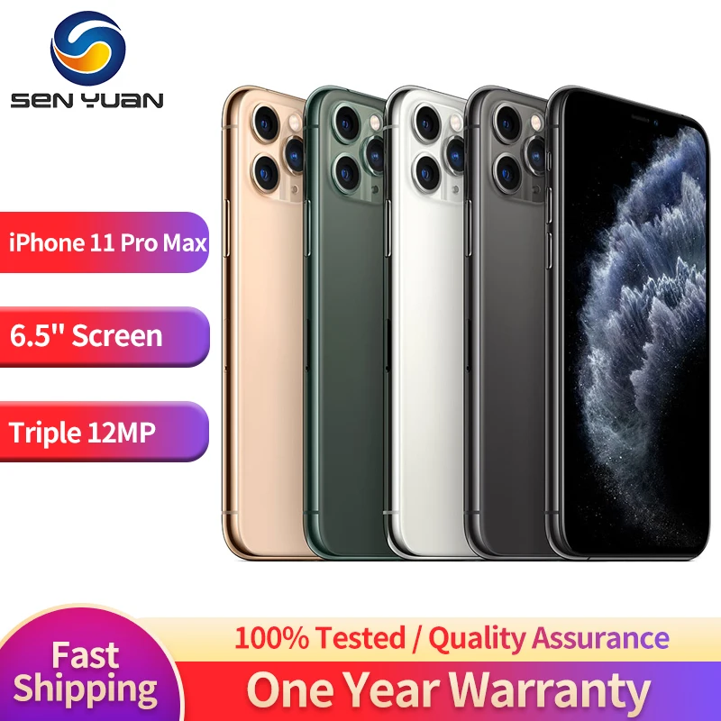 Apple iphone 11 pro max 64GB/256GB ROM Unlocked Smartphone With Face ID A13  Bionic chip 6.5 inch OLED Screen 12MP Camera NFC