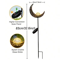 Solar Garden Lights Outdoor Decor,Moon Fairy Crackle Glass Lights,Warm White LED Metal Stake Ornament,Unique Gift for Gardening 3