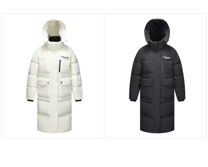 Chaqueta de plumas para mujer, larga, con capucha, moderna, para exteriores, invierno, nueva moda, con letras, abrigo grueso de tres capas, con almacenamiento de calor