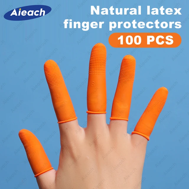 100Pcs Reusable Fingertips Finger Cover Natural Rubber Gloves Non-slip  Latex Finger Cots Protector Gloves Disposable Nail Tools - AliExpress