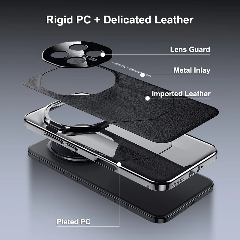 Ultimate Design Rigid Lens Shield Protection Case in Imported Vegan Leather Plating