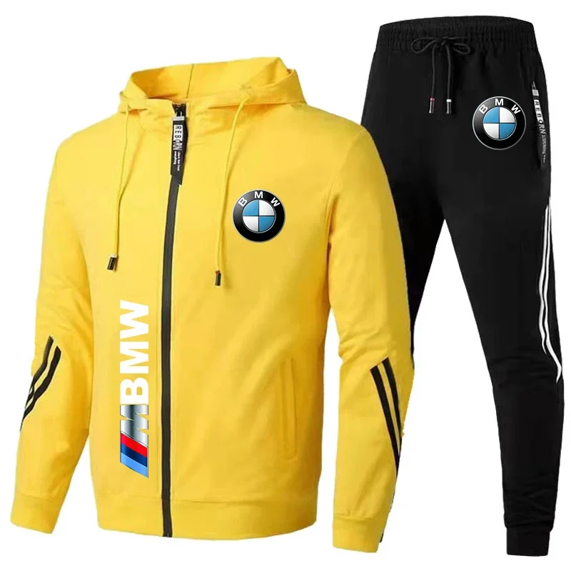 Motorcycle clothing BMW Men's Printed Sports Set Casual Oversized Hooded Shirt+Pants Two Piece Set