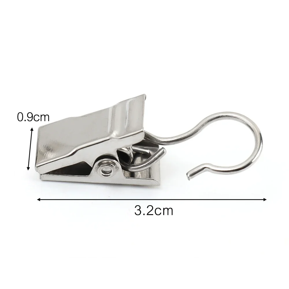 Description Picture 2 of itemLots Stainless Steel Curtain Clips with Hook Window Curtains Hanging Clamps Accessories Home Room Photo Decoration Hooks Clip