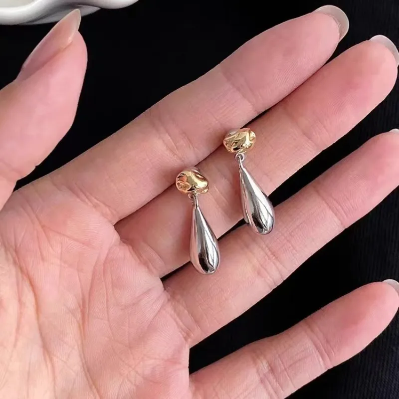 Water Droplet Shaped Earrings Two Ways To Wear Simple Design Personality Simplicity High-End Feeling Earrings Accessories