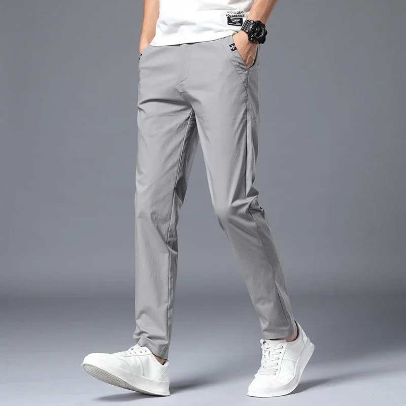 Streetwear Men\'s Fashion Casual Suit Pants Spring Summer Solid All-match Slim Korean Male Clothing New Full Straight Trousers 38