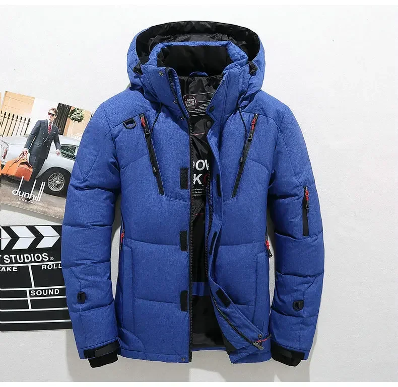-25℃ Winter Jacket Men Casual Down Warm Hooded Coats Mens Fashion Outwear Casual Windbreaker Thicken Parkas Casaco Masculino