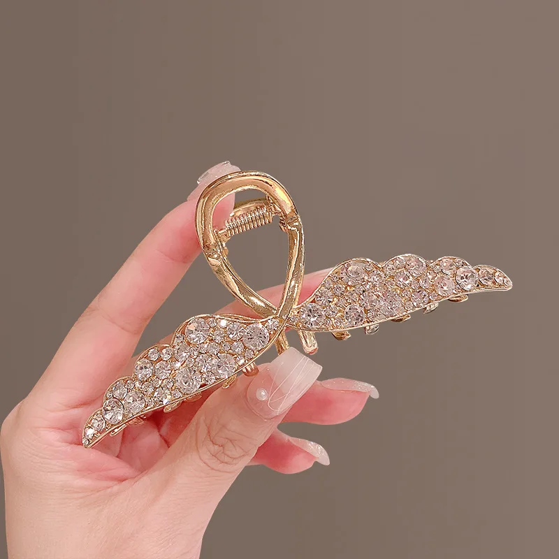 

New Rhinestone Two Swans Hair Claw Shark Hair Clip for Women and Girl Headdress Ornament Hairpin Fashion Bridal Hair Accessories