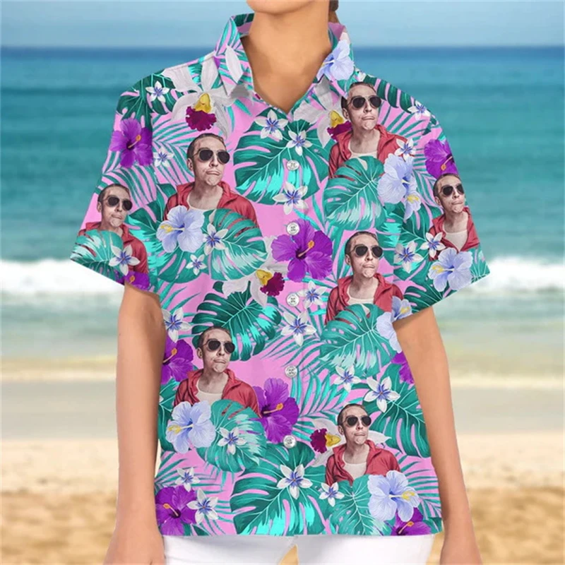 thumbnail image 1 of Camisetas con diseño de avatar personalizado de Hawái impresas en 3D para hombres y mujeres, regalo de cumpleaños divertido, blusas con foto DIY, camiseta para parejas, camiseta de animales, 1 of 5