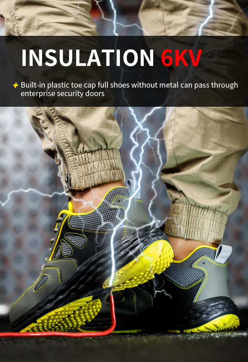 Insulated 6KV Shoes Men Work Sneakers Composite Toe Anti-smash Safety Shoes Men Puncture-Proof work Boots Indestructible Shoes