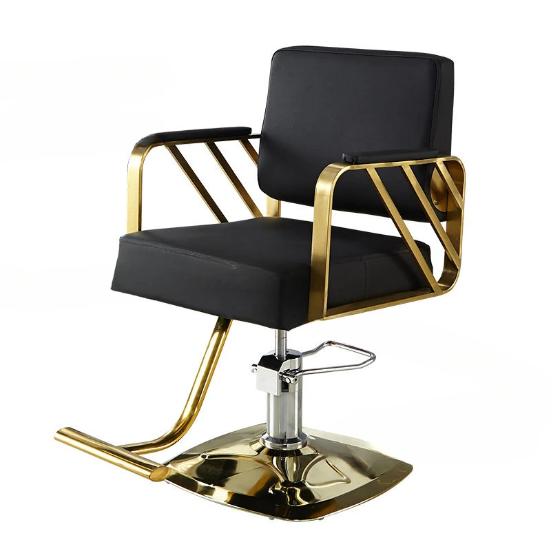 

Designer Stainless Steel Barber Chairs Modern Salon Furniture Hair Cutting Chair Lift Swivel Chair Simple Hairdressing Chair