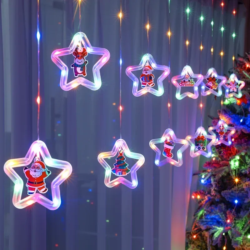 

USB Remote 8 Flashing Modes Christmas Fairy Curtain LED Light String Festoon Wedding Garland for Home Bedroom Decoration Navidad