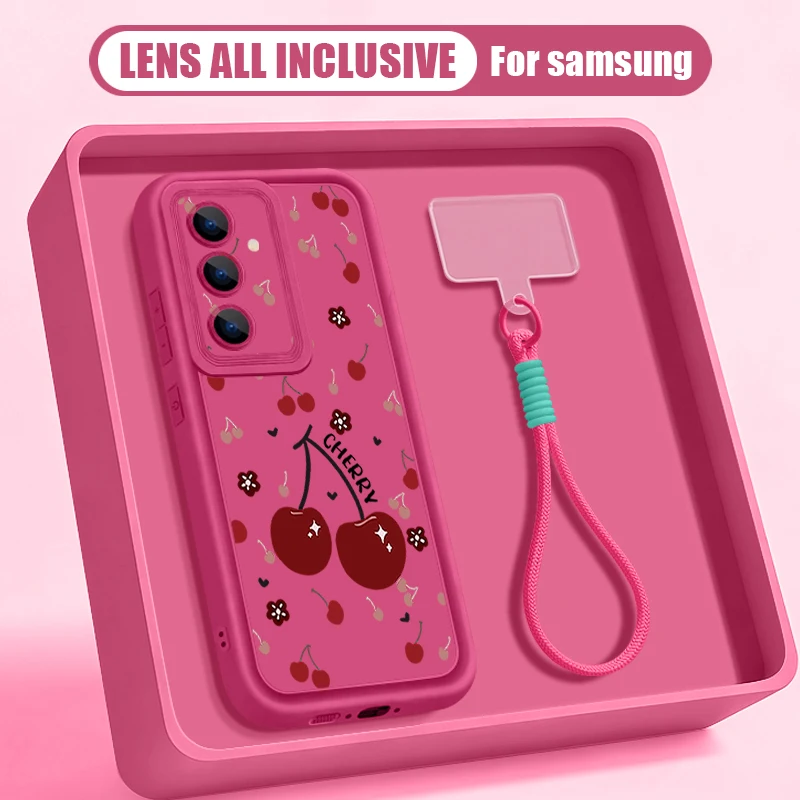 Cherry Pattern Lanyard Phone Case Cover