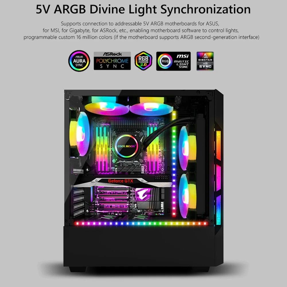 PC RGB LED Strip Light for Motherboard 3Pin RGB 5V ARGB Header Computer Case DIY Lighting Decoration