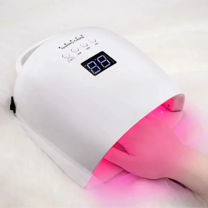 86W Wireless Gel Polish Drying Machine Rechargeable Nail Drying Lamp Red Light Manicure with Handle Cordless Nail UV LED Lamp