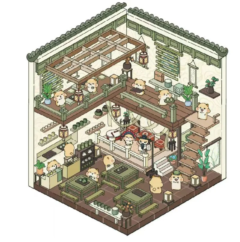 Baby Cartoon Animal Landscape Korean Stickers Miniature Scene Decompression Play House Game Store Decoration for Stress Relief