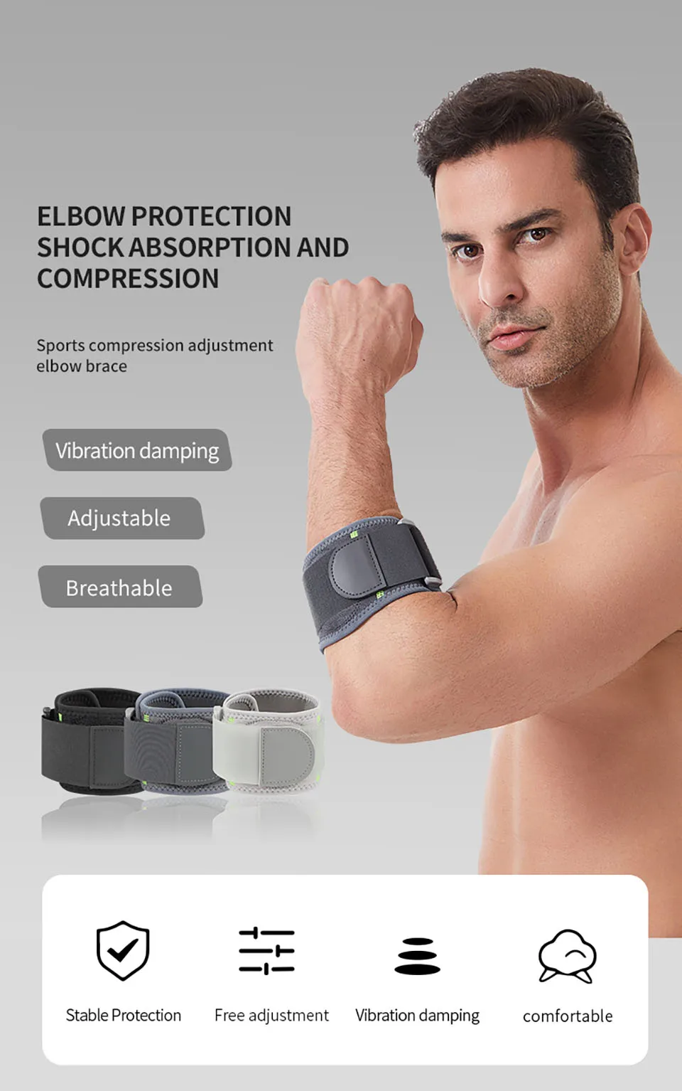 GTUBIKE 1PC Tennis Golf Ball Ellenbogen Strap Unterarm Brace Strap Kompression Ellenbogen Strap Kompression Pad Ellenbogen Klammer Für schmerzen Relief – Detail 1