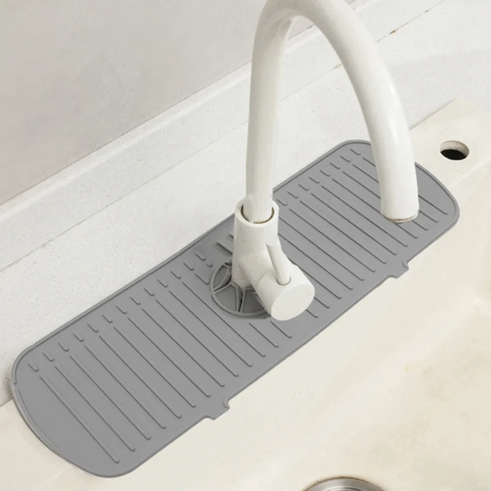 Kitchen Silicone Faucet Mat Water Ripples Faucet Water Catcher Mat Large Sink Splash Pad Countertop Protector Bathroom 3