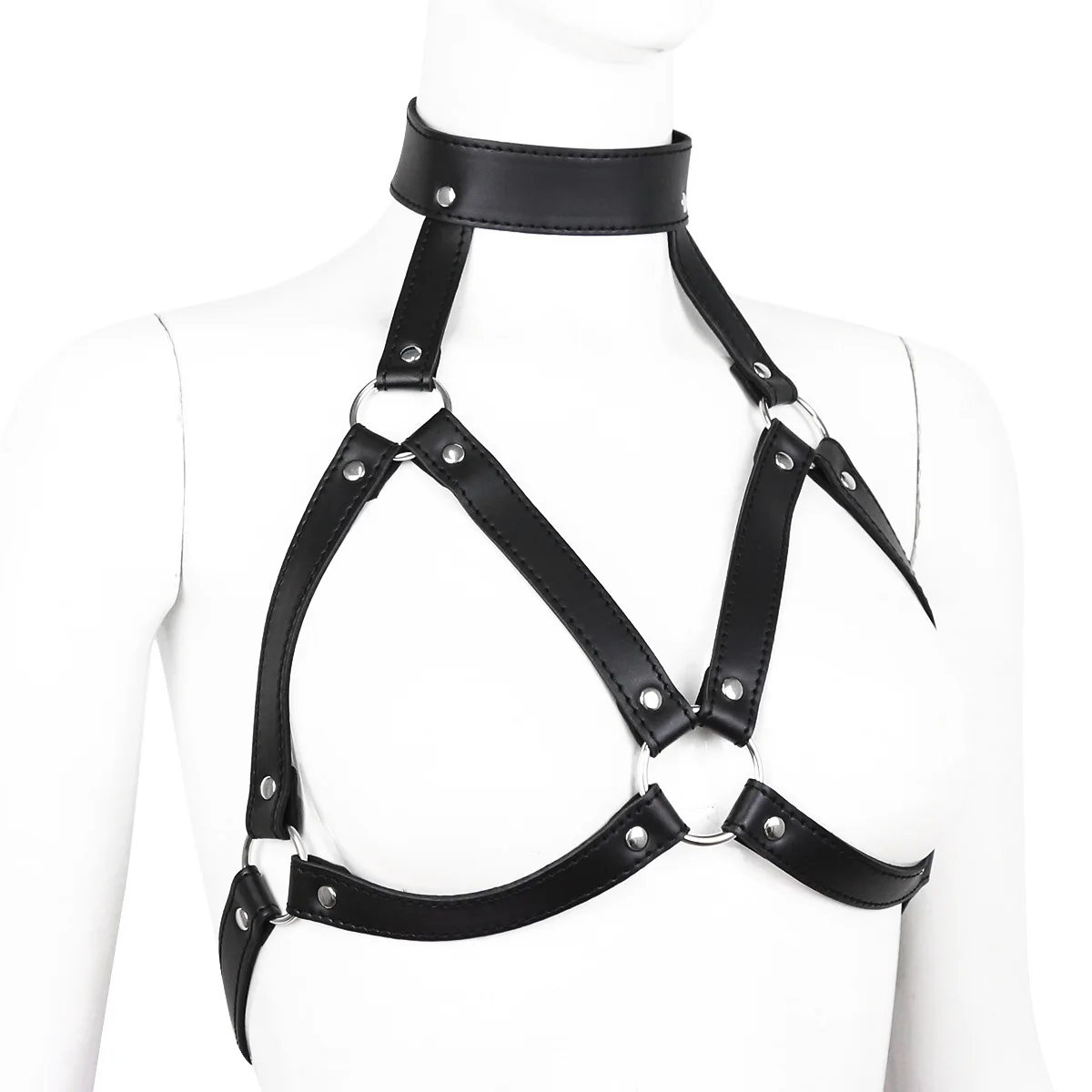Erotic Lingerie Erotic Bondage Clothes Leather Flirting Costumes Adult Sex Toys Bondage Neck Sleeves Women Sexy Lingerie Exotic Hollow Bra