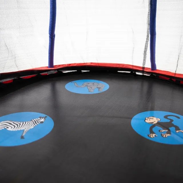 Mini Trampoline with Enclosure Net for Toddlers 3-7, 360° Padded Handlebar, Zoo Animal Theme