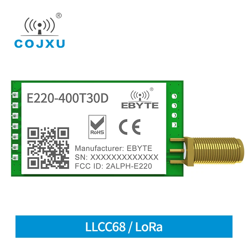 COJXU 433MHz 470MHz LoRa Module Wireless LLCC68 30dBm 10km Long Range DIP UART Interface SMA-K Antenna E220-400T30D cdebyte llcc68 lora module e220 900t22s 873 125mhz 22dbm smd long range ipex stamp hole uart wor wireless transmitter receiver