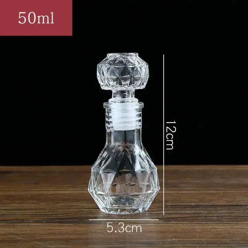 50ML mini style lead-free wine glass bottle barware whiskey decanter with Airtight stopper whiskey decanter set