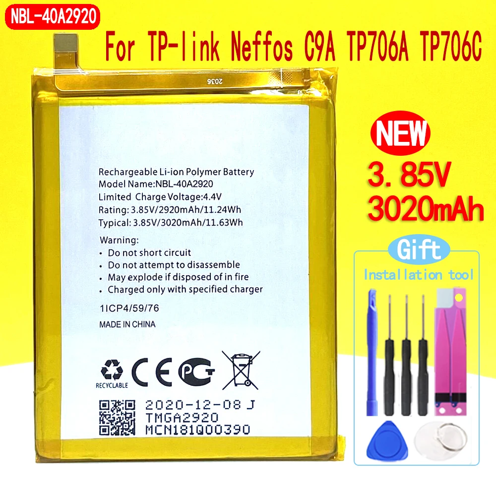 

Новый аккумулятор емкостью 3020 мАч для TP-link Neffos C9A TP706A TP706C с номером отслеживания + Инструменты
