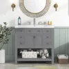 36'' Bathroom Vanity with Single Sink Combo, Modern Bathroom Sink Cabinet with 2 Soft Closing Doors Solid Wood Frame Vanities 6