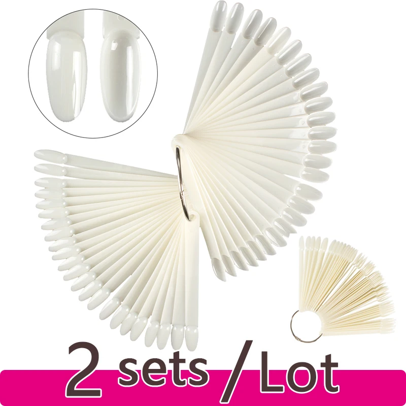 2 Set Punte Per Unghie Finte Clear Nature Black Nail Art Display Ovale Fan Style Nail Swatch Polish Stand Tips Pratica Strumenti Per Manicure